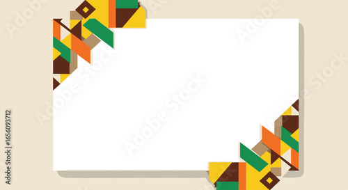 Ethnic Geometric Certificate Background with Tribal-Inspired Colorful Corner Art
