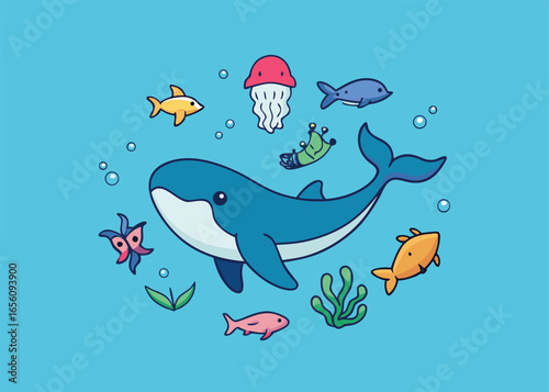 Dolphin fish sea animal icon set 