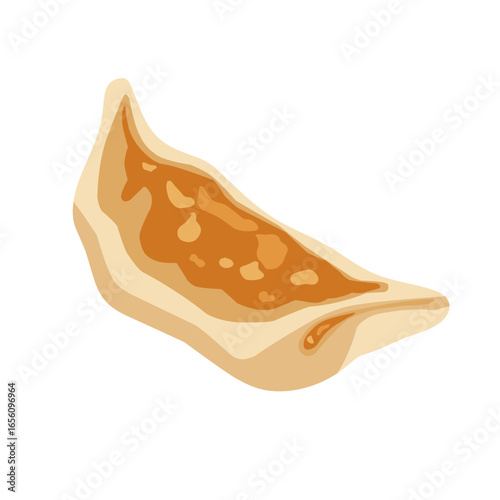 illustration of a fried dumpling gyoza with golden crispy skin, perfect for Asian cuisine, Japanese food menu, dim sum, and street snack design