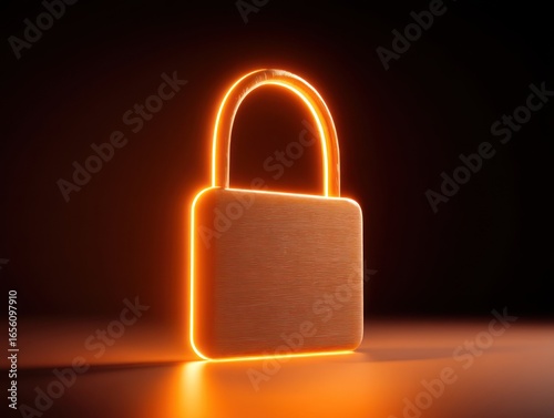 Glowing padlock icon on dark background