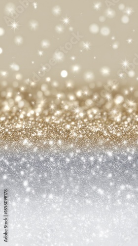Glittering background of golden and silver particles creating a festive atmosphere for celebrations and events