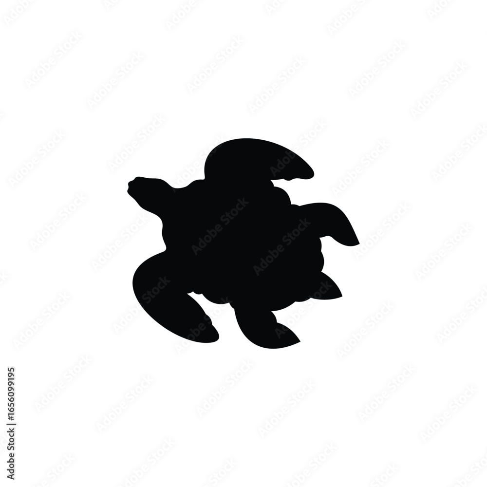 Fototapeta premium Sea turtle vector icon. Black silhouette of a sea turtle isolated on a white background.