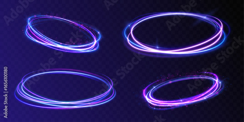 Light abstract swirl lines speed rotation motion shimmer purple glistering shiny flash neon trail glow magic energy vector design