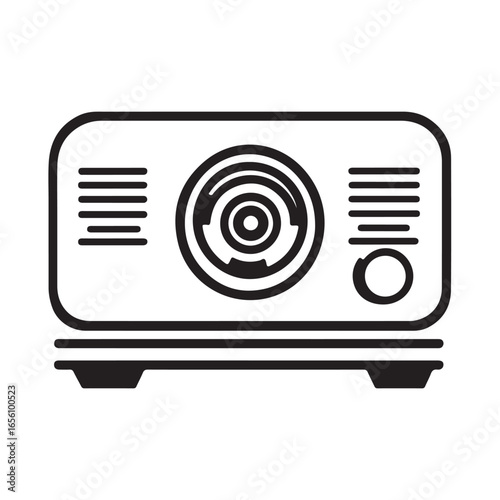 Vector illustration of a projector with a modern and detailed design, featuring a projection device commonly used in presentations, classrooms, offices and cinemas.