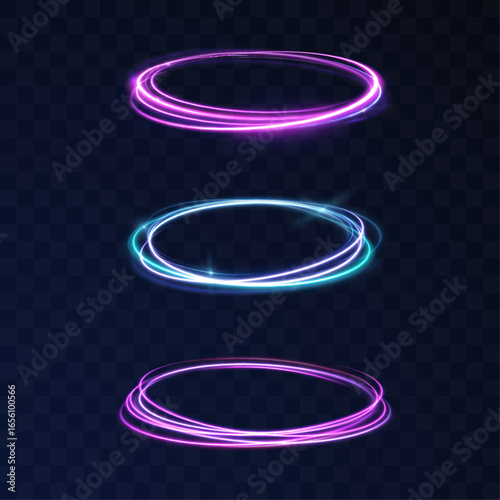 Motion swirl light abstract lines speed rotation shimmer purple glistering shiny flash neon trail glow magic vector