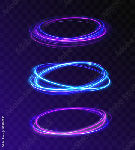 Neon trail magic light abstract swirl lines speed rotation shimmer purple glistering shiny flash glow energy design