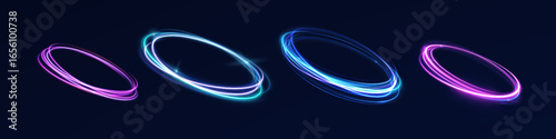 Light abstract swirl lines speed rotation shimmer purple glistering shiny flash neon trail glow magic energy vector