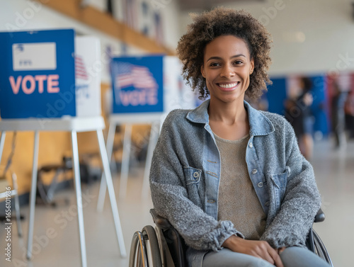 Young Woman in Wheelchair Voting: Empowering Participation and Diversity