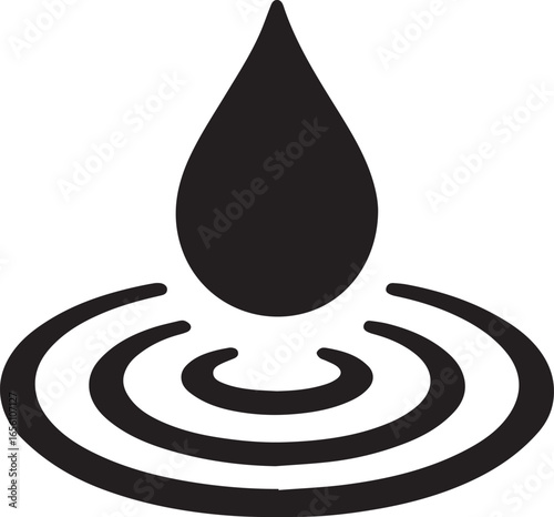 Still Water Drop: A minimalist illustration features a single water drop causing concentric ripples, a simple yet powerful representation of purity and impact.