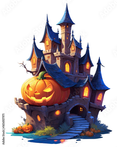 Halloween castle transparent background