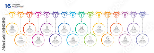 Infographic design with icons and 16 options or steps. Infographics business concept.