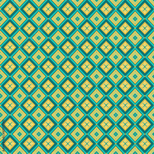 Nested diamond seamless pattern with turquoise yellow gradient