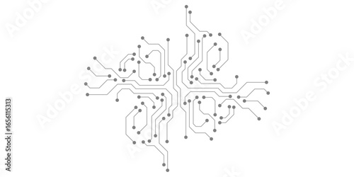 Technology black circuit diagram concept. High-tech circuit board connection system.Vector abstract technology on a white background.