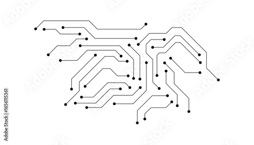 Technology black circuit diagram concept. High-tech circuit board connection system.Vector abstract technology on a white background.