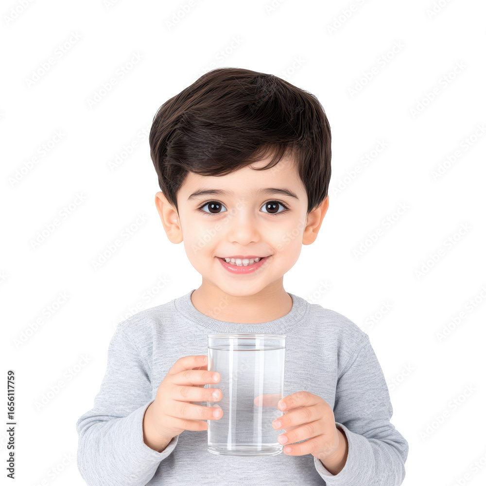 A happy young boy smiles while holding a glass of fresh, clean water. A happy young boy smiles while holding a glass of fresh, clean water.