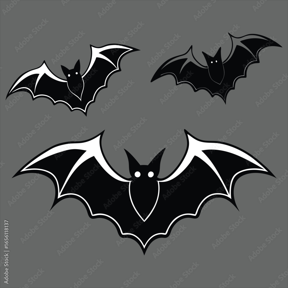 Fototapeta premium Bat black vector. Flying Halloween bats on transparent background. Vector. Flying bat icon. Vector cartoon illustration of cute Bat. Flying Bat cartoon. Group of bats. Spooky bat .