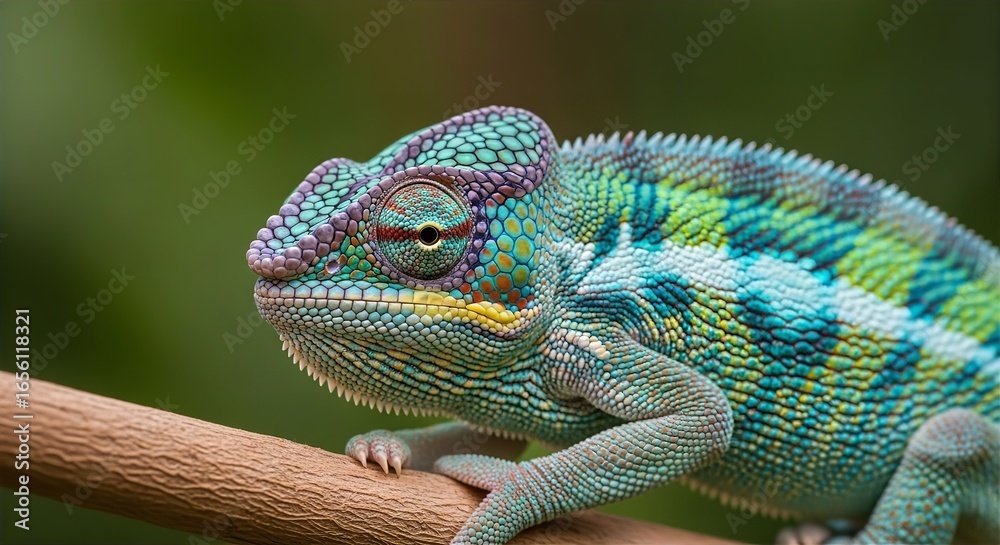 Fototapeta premium Color-Changing Chameleon on Branch