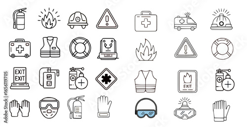 Vector Safety Icons for Workplace and Emergency Situations