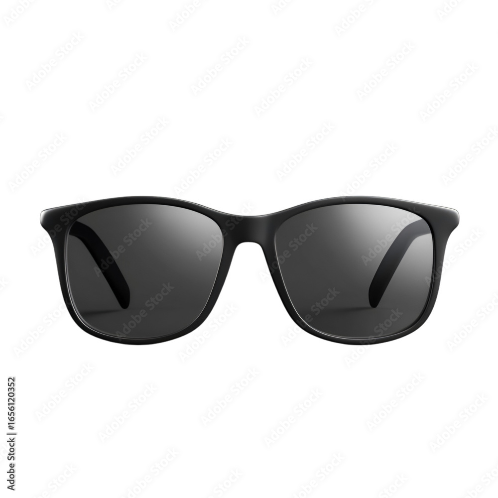 Fototapeta premium Stylish black sunglasses with reflective lenses, perfect for summer fashion and protecting your eyes from the sun