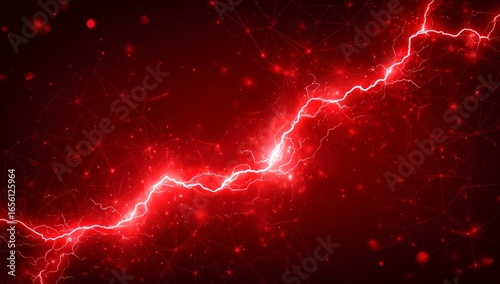 Electric Inferno’ presents a dazzling image of a lightning bolt afire with fiery red energy, giving off a striking exhibition of potent energy and uncontrolled might