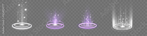 Round circle square futuristic holographic portal tech game virtual abstract stage laboratory space science fiction vector illustration