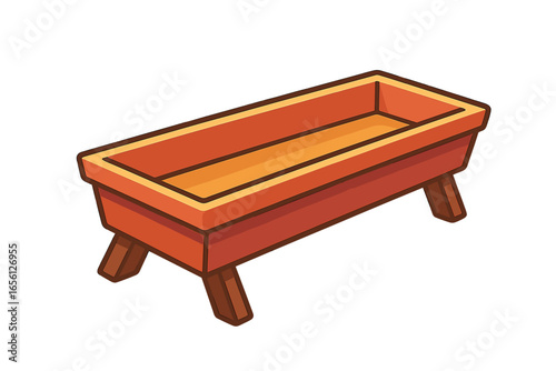 Wooden planter box with legs in a simple design feeding trough for pigs