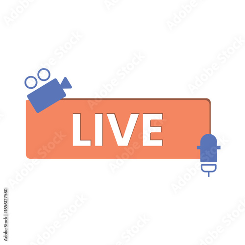 Minimal live streaming concept with microphone camera icon vector illustration