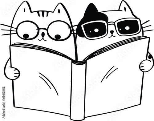 Cute Cartoon Cats with Glasses – Funny Pet Vector
