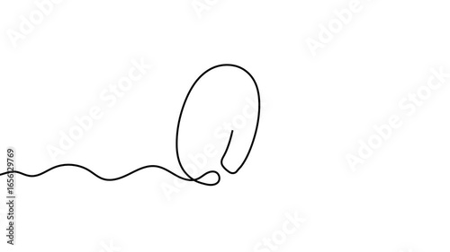 Animation of a single line drawing of the number 0. Continuous contour movement of the number 0. Continuous video with one line.