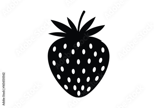 Black silhouette of a strawberry with seeds