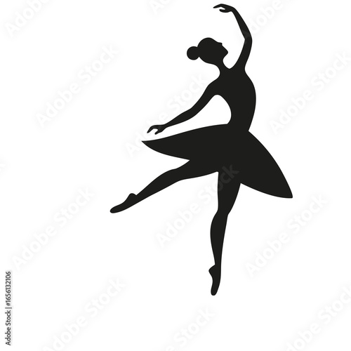 Black silhouette of a ballerina in a graceful pose