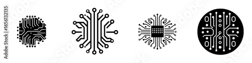 Various circuit board designs showcasing intricate patterns and technology concepts for digital and electronic applications