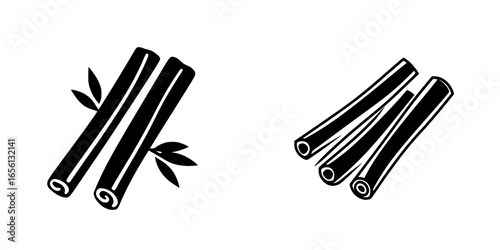 Cinnamon sticks arranged artistically with leaves showcasing an intricate design for culinary use or decoration