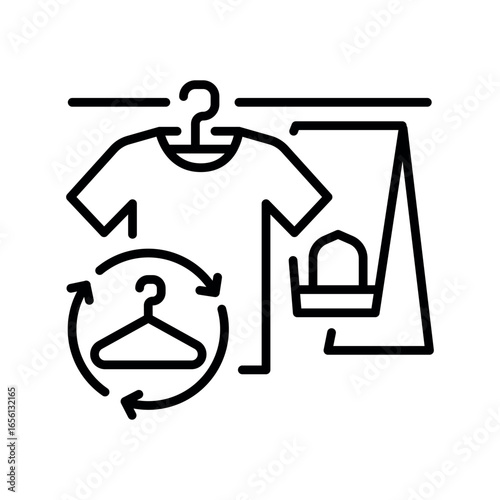 secondhand clothing black line icon for digital and print projects.