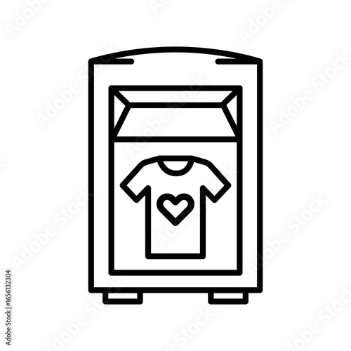 clothing donation bin black line icon for digital and print projects.