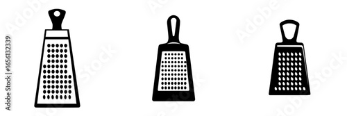 Kitchen tools display featuring three distinct graters in minimalist design for culinary enthusiasts and chefs