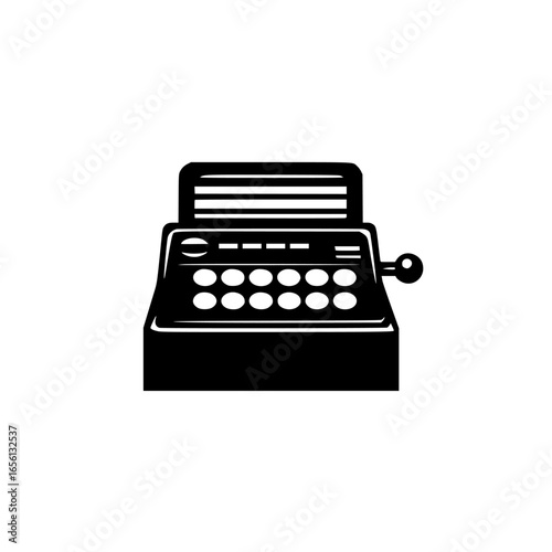 Vintage typewriter on a simple desk showcasing retro design and nostalgic writing experience reminiscent of mid-20th century offices