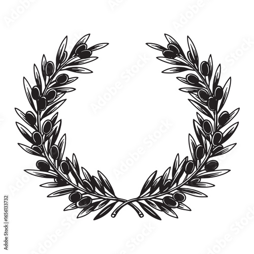 Elegant hand drawn olive wreath vector for logos labels and design elements