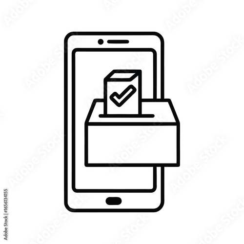Online voting concept with a ballot box on a smartphone