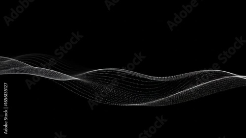Abstract white waves on black background