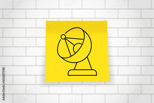 a yellow square card with a black minimalist icon of a human head containing a globe symbol inside. It represents global thinking, internet, worldwide connection, or digital mindset. interner. local. 