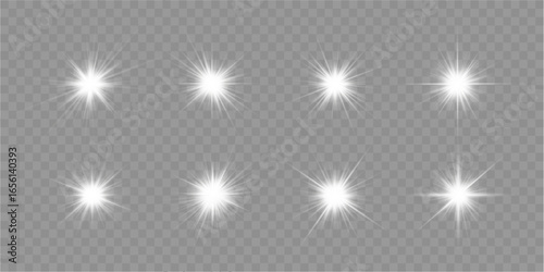 Burst flare glow light white star bright transparent effect ray radiance shine shiny sparkle illumination overlay graphic vector