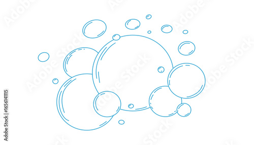 Bubbles fizzy foam doodle sketch hand drawn. Line shampoo bubbles, champagne gas linear. Water balls. sparkles.