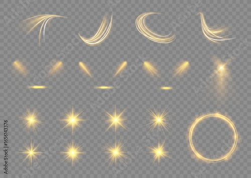 Light effect yellow flare glow shine sparkle line background star beam ray sun spark neon glare vector glistering flash