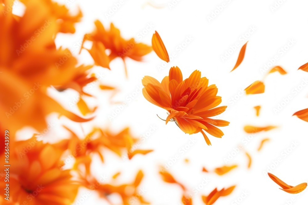 Fototapeta premium Orange flowers petals backgrounds plant inflorescence.