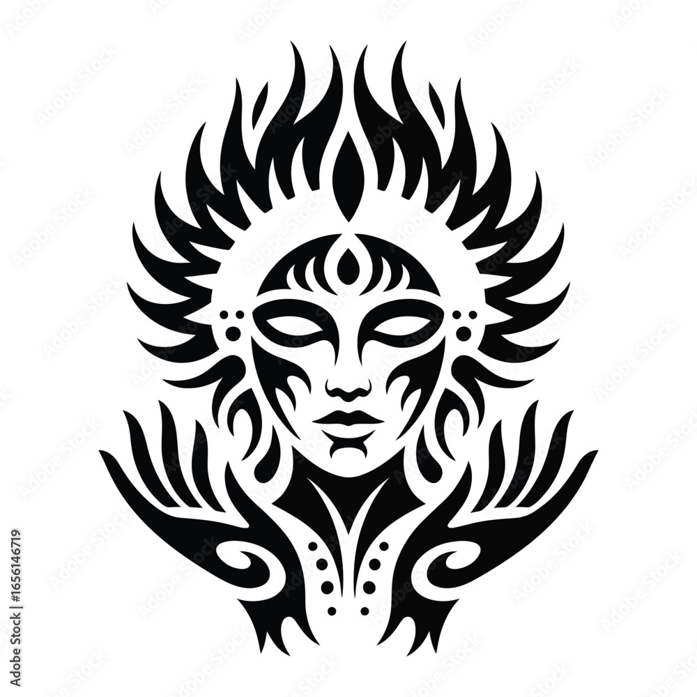Fototapeta premium Bold Symmetrical Tribal Tattoo Design.