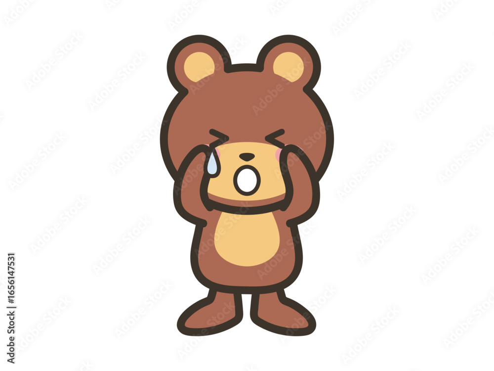 Obraz premium Cute Bear Character Crying with Tears Illustration