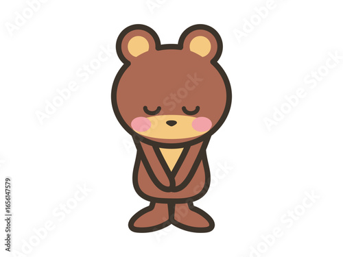 Cute Bear Character Bowing Illustration