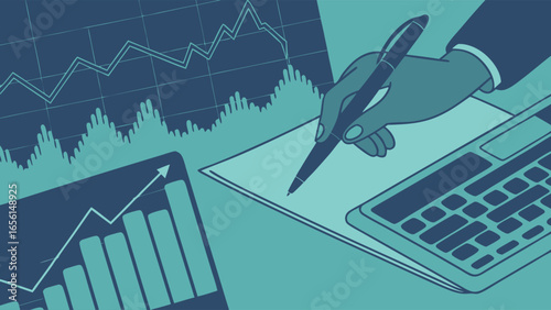 Business Hand Writing on Financial Report.