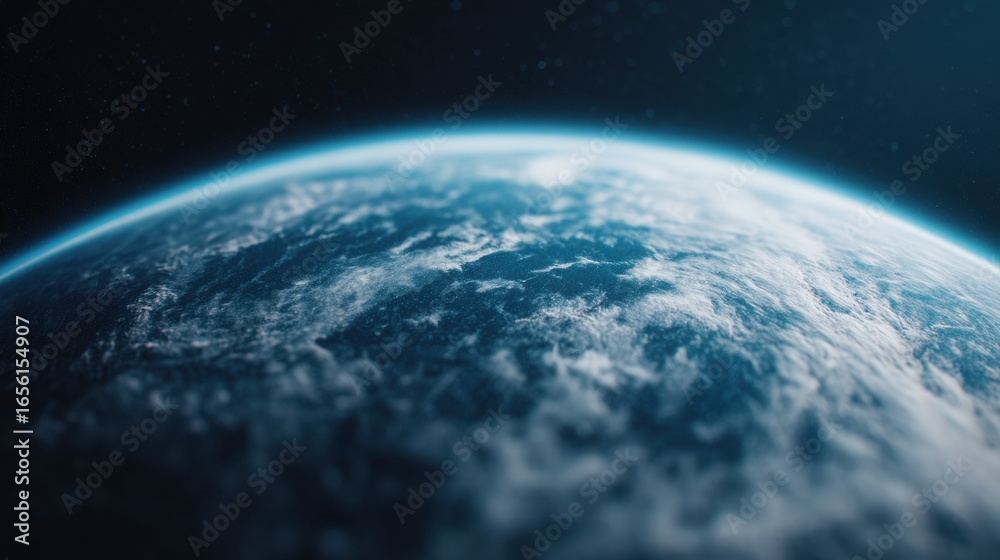 Obraz premium A breathtaking view of Earth from space, showcasing the planet's blue oceans and swirling clouds against the backdrop of a starry universe.